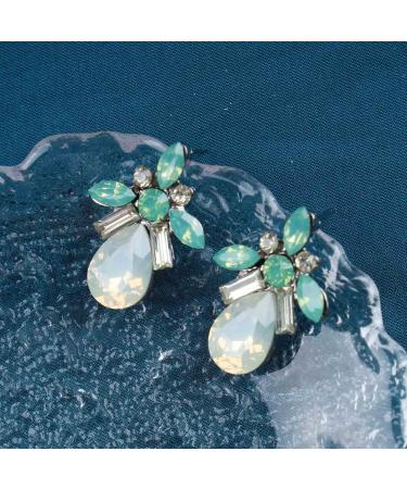 Buy Vintage Teardrop Crystal Earrings | Rhinestone Oval Flower Drop Studs for Women & Girls - Shop Now - Buy Online on GoSupps.com