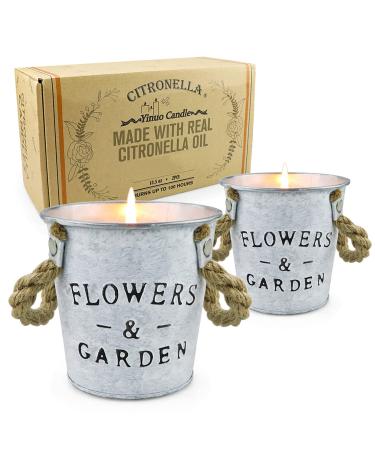 Citronella Candles Outdoor, 13.5 Oz 50 Hours Long Lasting Natural Scented Soy Candle with Fresh Citronella Oil, 2 Pack Candle Set for Garden, Backyard, Patio, Yard, Balcony, Camping, Indoor Outdoor