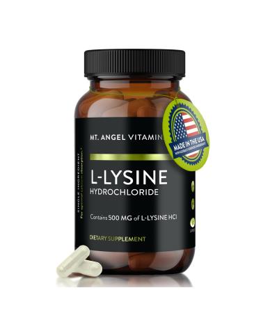 Mt. Angel Vitamins - Premium L-Lysine 500mg Capsules Vegan-Friendly Essential Amino Acid Supports Immune System & Collagen Formation Non-GMO 60 Capsules 60 Count (Pack of 1)
