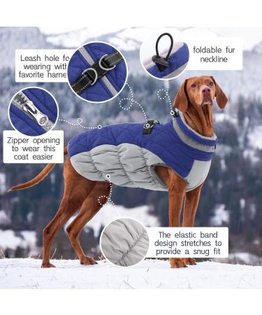 Kuoser Waterproof Dog Coat - Warm Fleece-Lined Jacket for Small & Medium Dogs | Cozy Reflective Vest for Winter | XL Blue Pet Clothing - Buy Online on GoSupps.com
