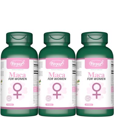 VORST Maca for Women 3 X 90 Vegan Tablets | Black Peruvian Maca Root Supplement | Hormones Balance | 3 Bottles 270 count (Pack of 1)