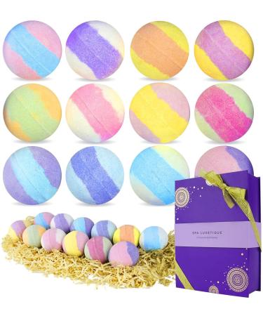 Bath Bombs for Women Relaxing - Spa Luxetique Bath Bombs Gift Set  12 x 3.2 oz Spa Bath Fizzies Rich in Shea Butter  Essential Oils to Moisturize Skin  Lush Bath Bombs Bulk for Women  Mom  Birthday 12 Count (Pack of 1) P...