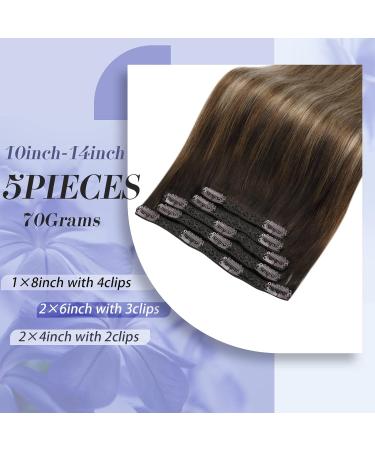 Moresoo Balayage Clip in Hair Extensions 12 Inch Brown Ombre Highlights - 5 Pieces, 70g - Natural Hair Extensions for Women - Pack of 1 (#4/10/16) - Buy Online on GoSupps.com