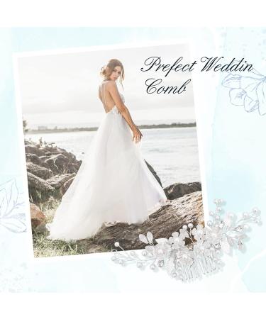 Makone Silver Rhinestone Wedding Hair Clip - Bridal Hair Accessories for Women - Flower Headpiece Barrette for Bride Bridesmaid Girls - Buy Online on GoSupps.com