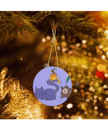 YYHHAOFA Sunflower Seeds and Cats Pattern Christmas Ceramic Round Pendant Decoration - Festive Hanging Ornament for Stores and Homes -2.9 in - Buy Online on GoSupps.com