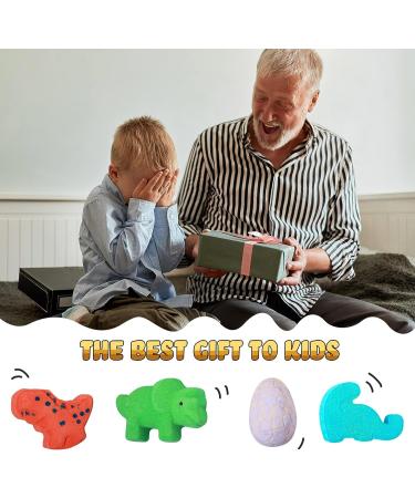 4 Pcs Christmas Dinosaur Gift Bath Bombs - Fizzy Dino Egg Bubble Bath Toys for Boys - Perfect Birthday or Holiday Present - Buy Online on GoSupps.com