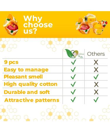 Reusable Beeswax Food Wraps Set - 9 Pcs Assorted Sizes - Sustainable and Washable Wax Wrapping for Bread, Sandwiches, and Storage - Buy Online on GoSupps.com