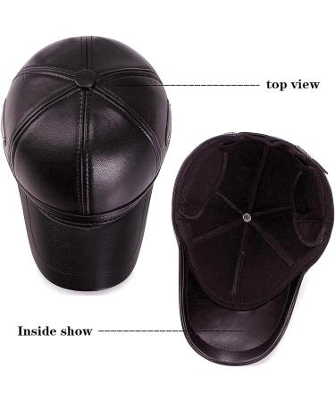 Men's Leather Peaked Winter Hat with Ear Warmer - Brown | Outdoor Baseball Cap for Golf & Running - Buy Online on GoSupps.com