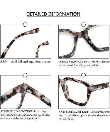 MMOWW Oversized Women's Anti Blue Light Reading Glasses - Brown Grey Tortoiseshell 2.0 Square Frame - Buy Online on GoSupps.com