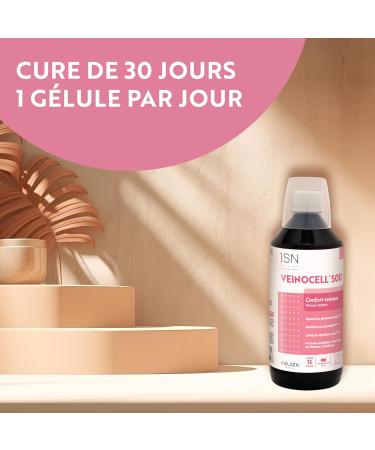 ISN - Veinocell 500 - Herbal and mineral supplement - Red Vine Hazel and Melilot - Circulatory comfort - Limits water retention - Bottle 500 ml - Buy Online on GoSupps.com