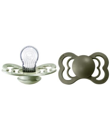 BIBSS Supreme Schnuller 2-pack BPA-free symmetrical nipple.Silicone made in Denmark.6-18 months (2-pack) Sage / Hunter Green 6-18 months (2 Pack) Sage / Hunter Green