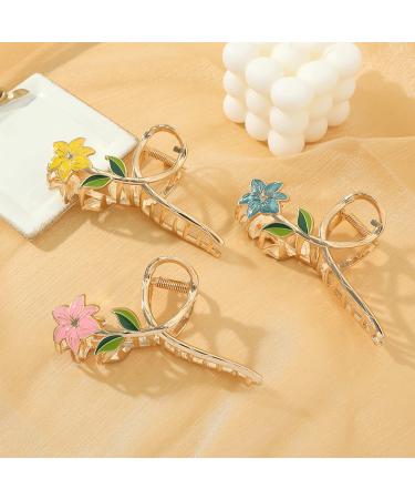 5 Pcs Large Flower Metal Hair Claw Clips - Non-Slip Tulip Floral Hair Barrettes for Women & Girls - Cute Hair Accessories for Thick Thin Curly Hair - Buy Online on GoSupps.com