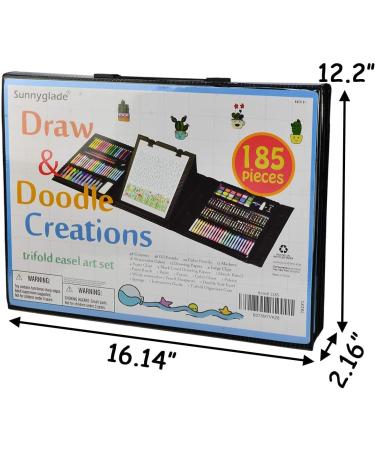Sunnyglade 185-Piece Double-sided Trifold Easel Art Set - Oil Pastels, Crayons, Colored Pencils, Markers, Paint Brush, Watercolor Cakes, Sketch Pad - Multi-color - Buy Online on GoSupps.com