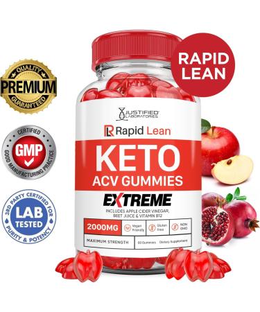 Rapid Lean Keto ACV Gummies 2000MG - Apple Cider Vinegar with Pomegranate & Beet Juice | Vegan & Non-GMO | 60 Count - Buy Online on GoSupps.com