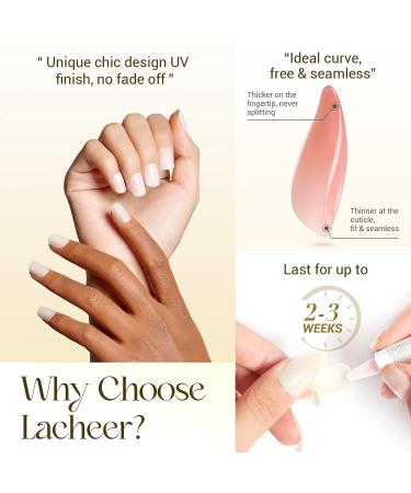 Handmade Milk White Jelly Fake Nails Square Shape Design Kit with Nail Glue | Reusable Full Cover Stick On Nails for Men, Women, and Girls | 12 Sizes - FINAL PEARL A1 - Buy Online on GoSupps.com