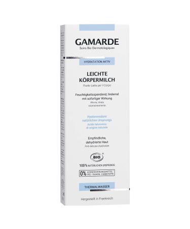 Gamarde organic cosmetics: light body milk with hyaluronic acid aloe vera argan oil hazelnut oil & beeswax I fat-free body lotion for sensitive dry skin I for men & women i vegan i 200 ml