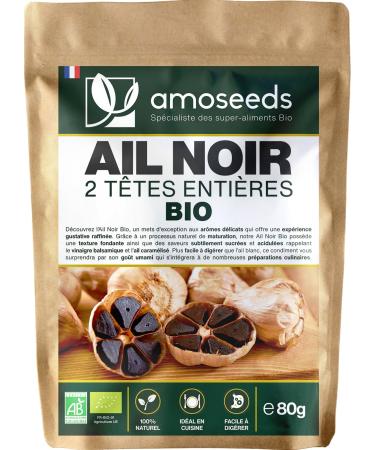 Organic Black Garlic 2 Heads Whole Pods | Fermented Umami Sweet Taste | Superior Quality | 100% Natural and Organic