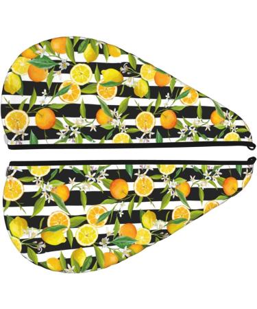 Hair Towel Wrap Fast Drying Turban with Button | Orange & Lemon | Perfect for All Hair Types - Buy Online on GoSupps.com