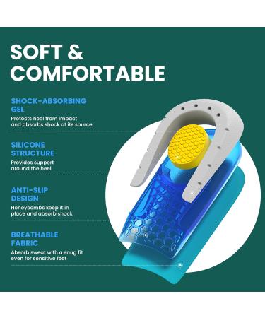 Welnove Gel Heel Cushion Inserts | Achilles Tendonitis & Plantar Fasciitis Relief | Heel Pain Support for Men & Women | 0.6 & 1 Inch Height Lift | 2 Pairs - Buy Online on GoSupps.com