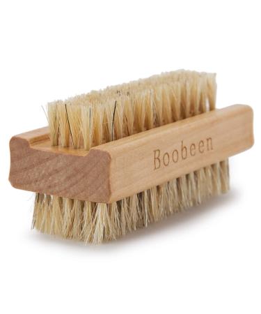 Boobeen Natural Pig Bristle Nail Brush - Finger Nail Brush - Hand & Foot Brush for Cleaning Fingernail and Toenail khaki