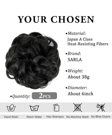 SARLA 2PCS Messy Hair Bun Scrunchies Off Black - Synthetic Hair Extensions for Women & Girls - Buy Online on GoSupps.com