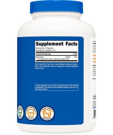 Nutricost Magnesium+ Regular Strength (210mg 240 Capsules) - 120 Servings Made with Magnesium Glycinate and Oxide Non-GMO Gluten Free and Vegan Friendly - Buy Online on GoSupps.com