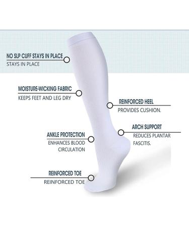 Zmerch Knee Compression Socks for Men & Women - Best Support for Running Hiking & Pregnancy | White S-M EUR 35-38 - Buy Online on GoSupps.com