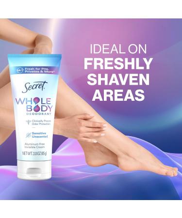 Secret Whole Body Deodorant Cream for Women Unscented Aluminum Free Deodorant Cream 72 HR Odor Protection 3.0 oz - Buy Online on GoSupps.com