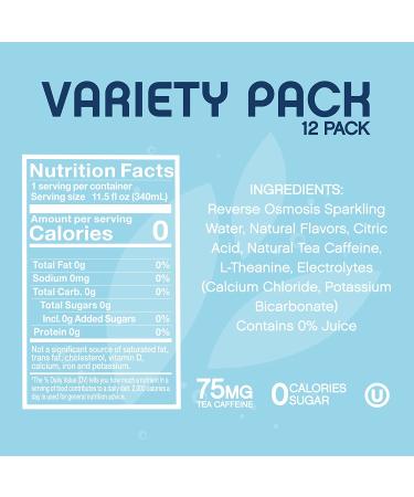 Phocus Caffeinated Sparkling Water Variety Pack - Clean Energy Drink with Caffeine and L-Theanine - 0 Sugar, Calories, or Carbs - Non GMO, Whole 30, Keto, Vegan, Kosher - 11.5 Fl Oz (12 Pack) - Buy Online on GoSupps.com