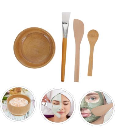 Beavorty 1 Set four piece facial bowl facemasks applicator Homemade Facemask Mixing Tools lotion applicator mixology kit Bowl Brush wooden cream bowl Miss the - Buy Online on GoSupps.com