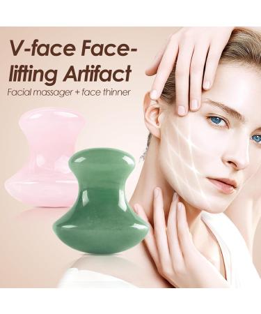 2 Pieces Mushroom Shape Gua Sha Massage Tool - Natural Acupressure Board for Face Neck & Eyes | Relaxation & Fine Line Improvement (Pink & Green) - Buy Online on GoSupps.com