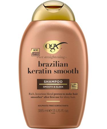 OGX - Brazilian Keratin Therapy Shampoo (385 ml) - Keratin Smoothing Shampoo - Paraben and Sulfate Surfactant Free Hair Care