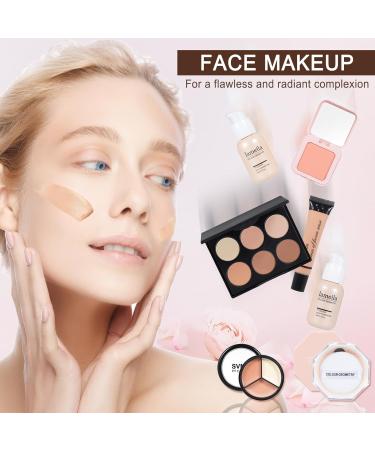 All-in-One Makeup Kit for Women | Full Multipurpose Makeup Set with Eyeshadow Liquid Foundation Loose Powder Eyebrow Pencil & 4-Color Lip Gloss - International Shipping Available - Buy Online on GoSupps.com