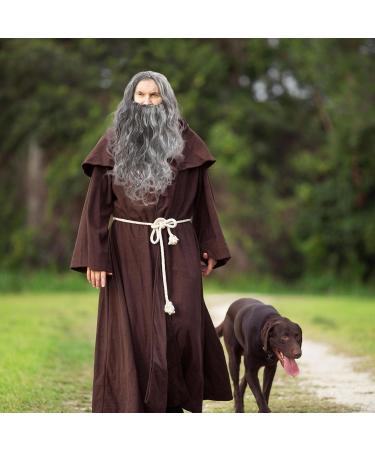 UILYNIU Wizard Wig and Long Beard Men's Long Curly Grey Wig Cosplay Wizard Sorcerer Prophet Wig for Carnival Halloween Christmas Costume Wigs Old Men Cosplay Wig Adult Fancy Dress Party Wig (Grey) - Buy Online on GoSupps.com