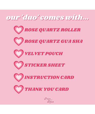 Prim+Rose Rose Quartz Gua Sha & Face Roller Set - Sculpt Massage Relieve Tension | Velvet Pouch & Sticker Sheet | International Shipping Available - Buy Online on GoSupps.com