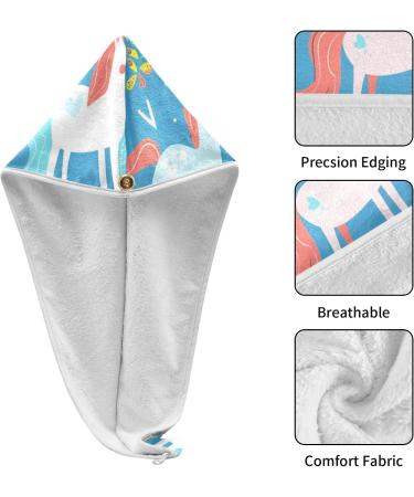 Small Horse Blue Hair Towel 2 Pack | Super Absorbent Quick Dry Turbans for Women & Girls - Buy Online on GoSupps.com