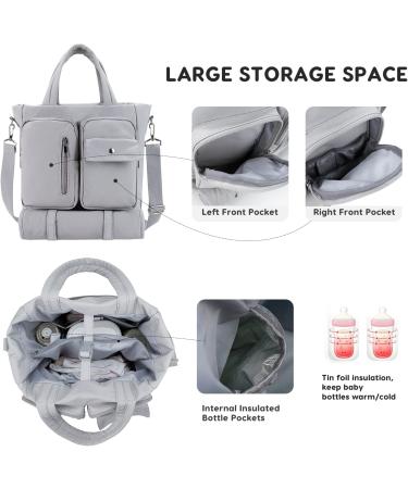 SONARIN Large Capacity Waterproof Baby Nappy Changing Tote Bag with Changing Mat - Grey - Buy Online on GoSupps.com