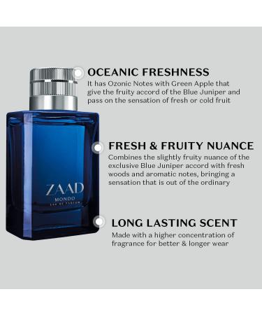 O BOTICARIO Zaad Mondo Eau de Parfum Long Lasting Premium Perfumes for Men Fresh & Woody Fragrance 3.2 Ounce - Buy Online on GoSupps.com