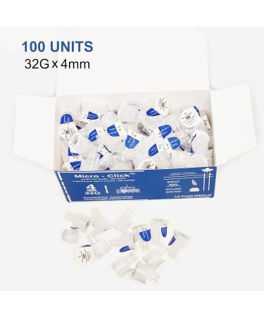 4mm 32G Micro-Click Universal Insulin Pen Needles 4mm (100 Count) - For Ozempic Saxenda Insulin and Other Medications - Buy Online on GoSupps.com