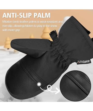 Andake Children's Winter Gloves - Waterproof Windproof Skiing & Outdoor Gear for Boys & Girls - Warm Black Gloves - Buy Online on GoSupps.com