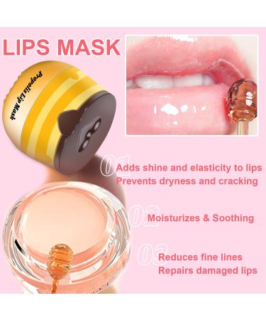 Bee Propolis Strawberry Lip Balm - Hydrating Lip Sleeping Mask for Dry Lips | Strawberry Extract & Propolis | Moisturizing Exfoliating Lip Treatment in Honey Pot Strawberries - Buy Online on GoSupps.com