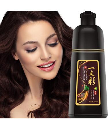 FVQUHVO Natural Chestnut Brown Hair Color Shampoo for Gray Hair 500ML Instant Hair Dye Shampoo for Men & Women-3 in 1 Color Shampoo for Dark Hair-Colors in Minutes-Long Lasting-Safe & Easy to Use