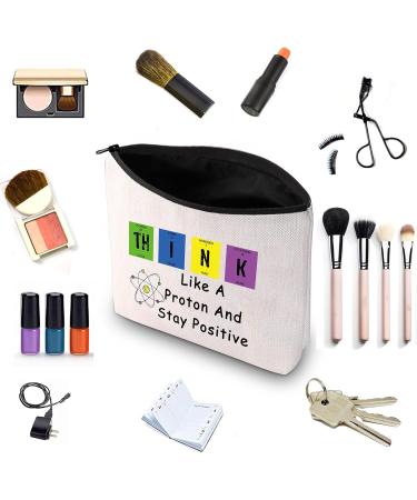 Chemistry Science Cosmetic Bag - Think Like A Proton & Stay Positive | Perfect Pharmacist Gift | Zippered Makeup Bag for Science Lovers - Buy Online on GoSupps.com