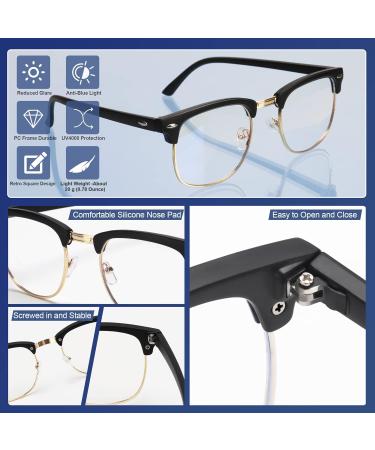 Buy Blue Light Blocking Glasses - 2 Pack Semi-Rimless Anti-UV Eyewear for Men & Women - Black/Gold & Clear - Buy Online on GoSupps.com