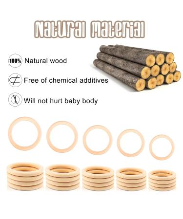 Rosewinec 20-Piece Baby Wooden Rings | Natural Wood Teether & DIY Craft Bracelet for Teething Relief (30/40/50/60/70mm) - Buy Online on GoSupps.com