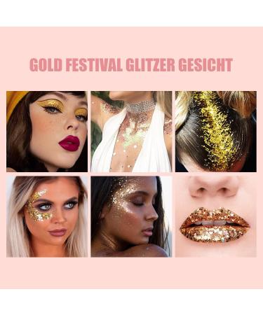  EONFAVE Glitter Body Gel Gold Glitter Mermaid Glitter Face Hair Lip Nail Makeup Festival Party Mermaid Liquid Eyeshadow - Buy Online on GoSupps.com