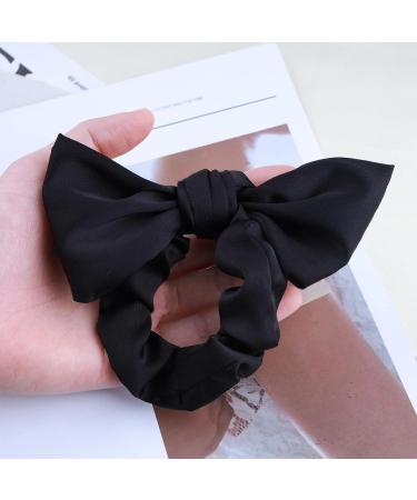 Inilbran Boho Silk Hair Bow Rope Scrunchies Black Silky Bow Hair Band Hair Ties Vintage Elastic Hair Tie Ropes French Bowknot Ponytail Scrunchy Hair Ties Hair Accessories for Women and Girls Headdress - Buy Online on GoSupps.com