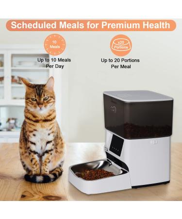 DOEL Automatic Cat Feeder Timed and Quantitative Feeding with Stainless Steel Bowl APP Remote Control with Dual Power Dry Food Pet Feeder 4L - Buy Online on GoSupps.com