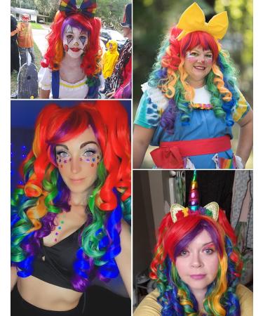 ColorGround Long Curly Cosplay Wig with Rainbow Ponytails - Vibrant Style for Costume Play - Buy Online on GoSupps.com