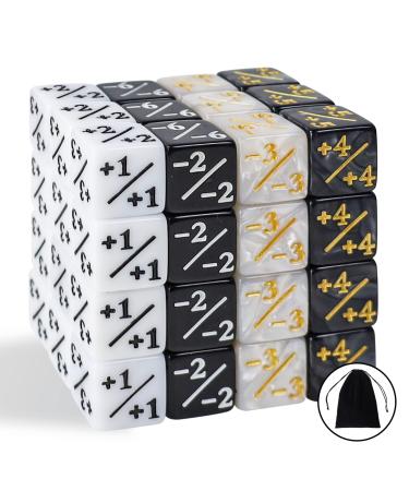 48 Pieces MTG Dice Counters Token Dice Magic The Gathering Glitter Sparkle Dice Loyalty Dice Starry Marble D6 Dice Cube Compatible with MTG CCG Card Gaming Accessory (Black & White)